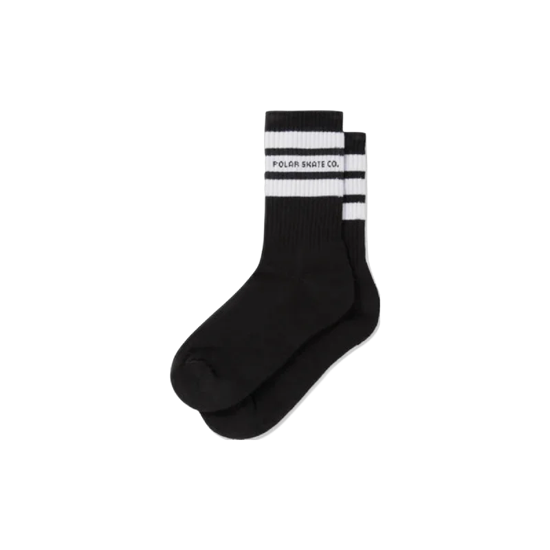 Comfortable Cotton Socks-Polar Skate Co. - Fat Stripe Socks - Black