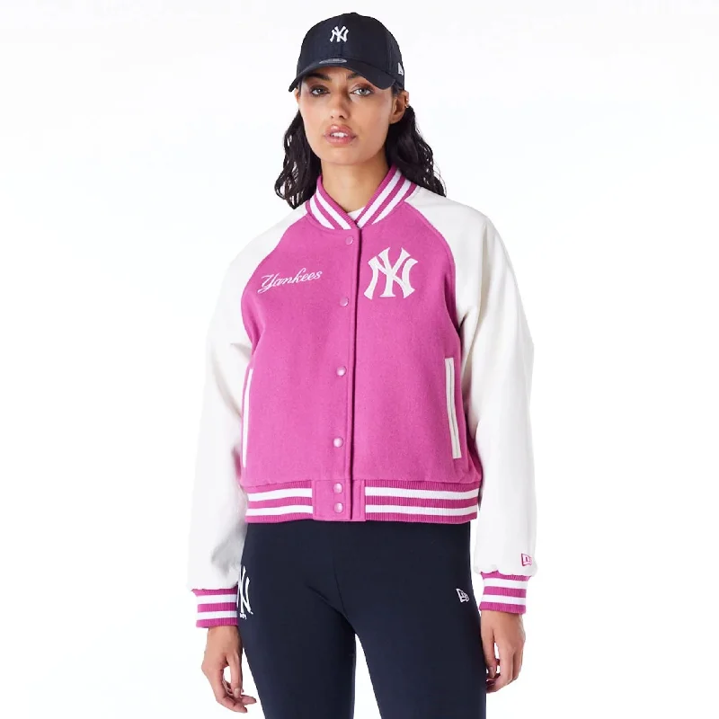 Custom Design Jacket-New York Yankees Womens MLB Purple Varsity Jacket