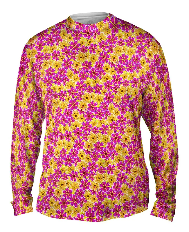 Soft Fleece Long Sleeve Shirt-Flower Garden Yellow Magenta