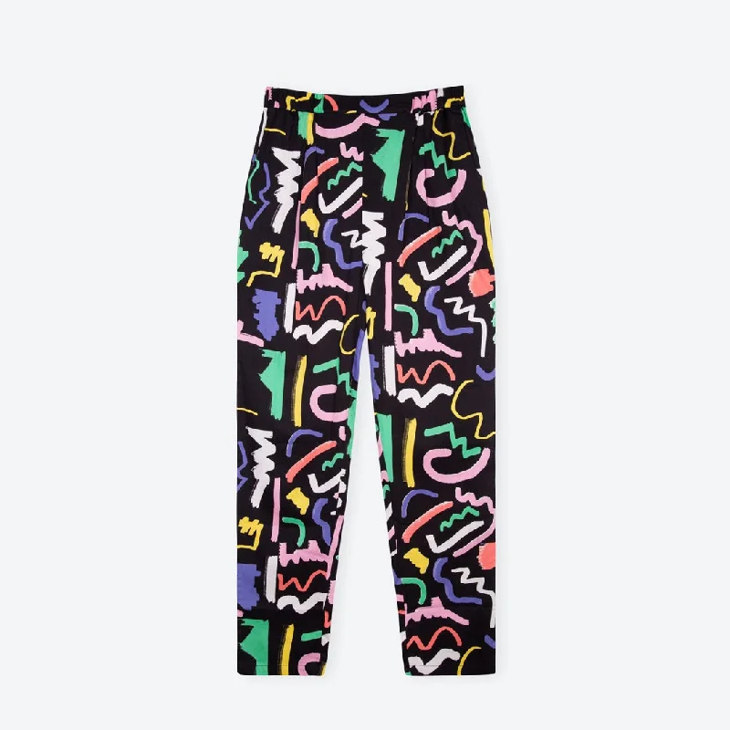 Custom Embroidered Joggers-Miss PomPom Scribble Black Holiday Trousers