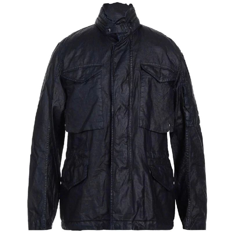 Trendy Puff Jacket-C.P. Company Lino Wax Medium Navy Blue Jacket