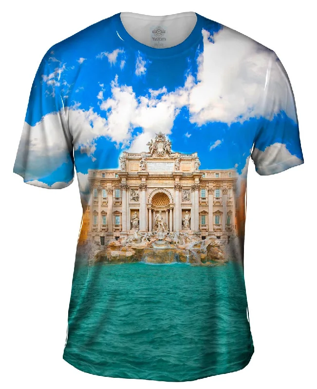 Floral Pattern T-shirt-Trevi Fountain Rome Italy