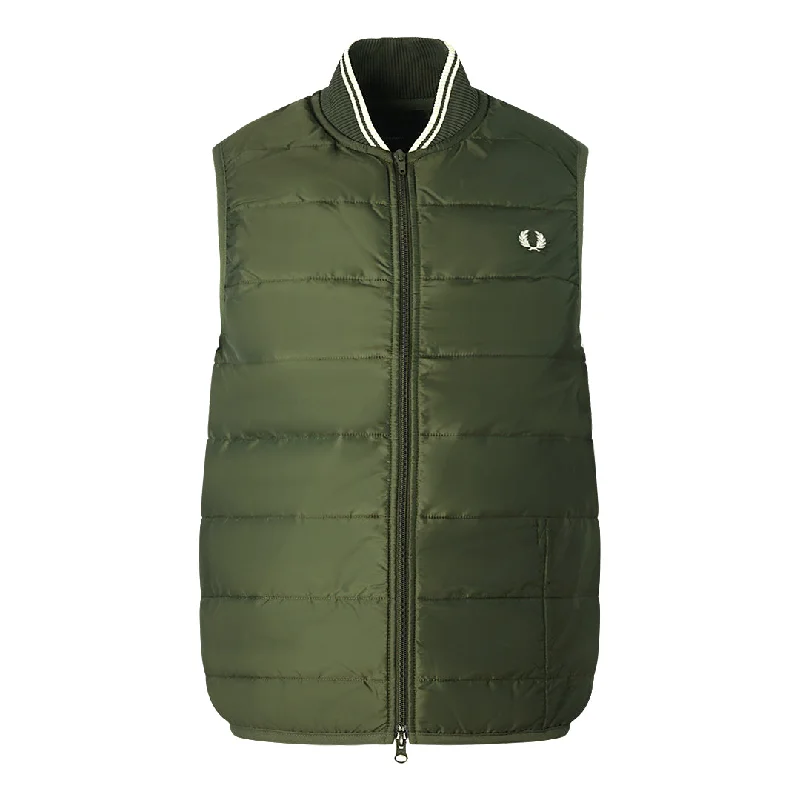 Outdoor Adventure Jacket-Fred Perry x Lavenham Quilted Green Gilet Jacket