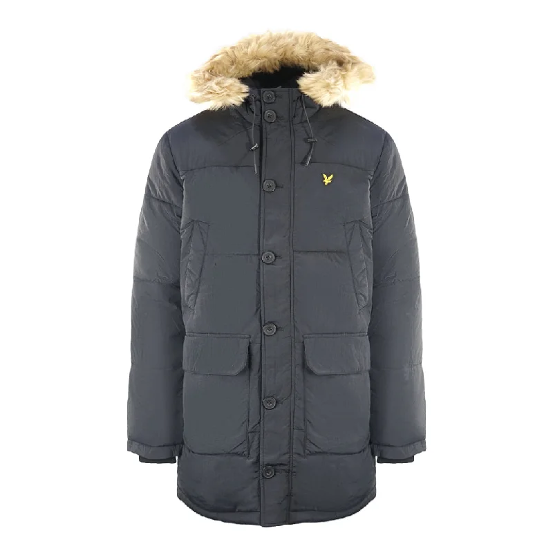 Winter Insulated Jacket-Lyle & Scott Heavyweight Longlife Puffer Black Jacket