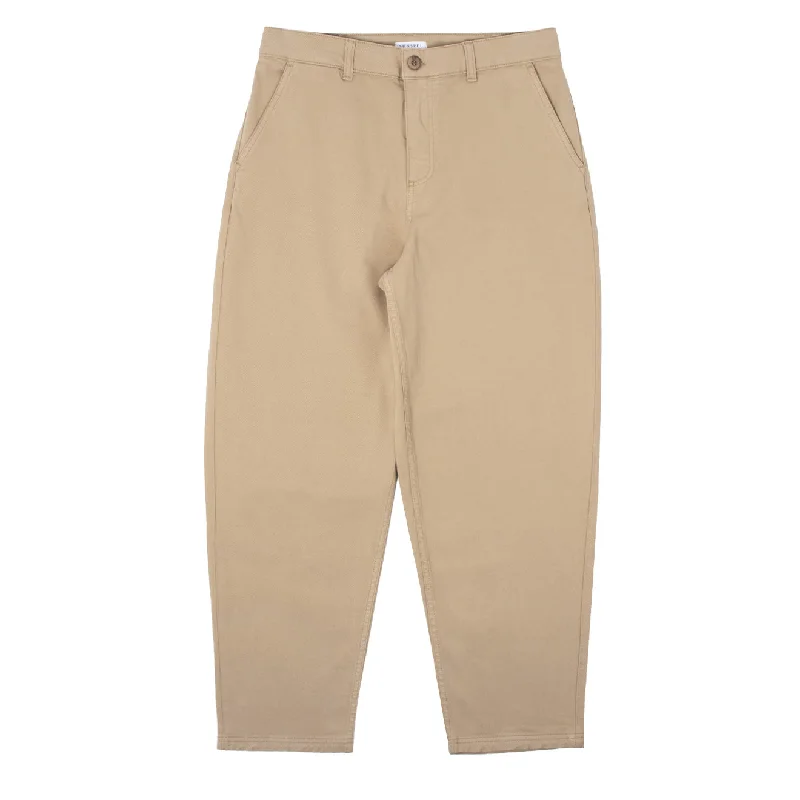 Comfortable Travel Pants-Sunspel Womens Cotton Tapered Trousers Stone