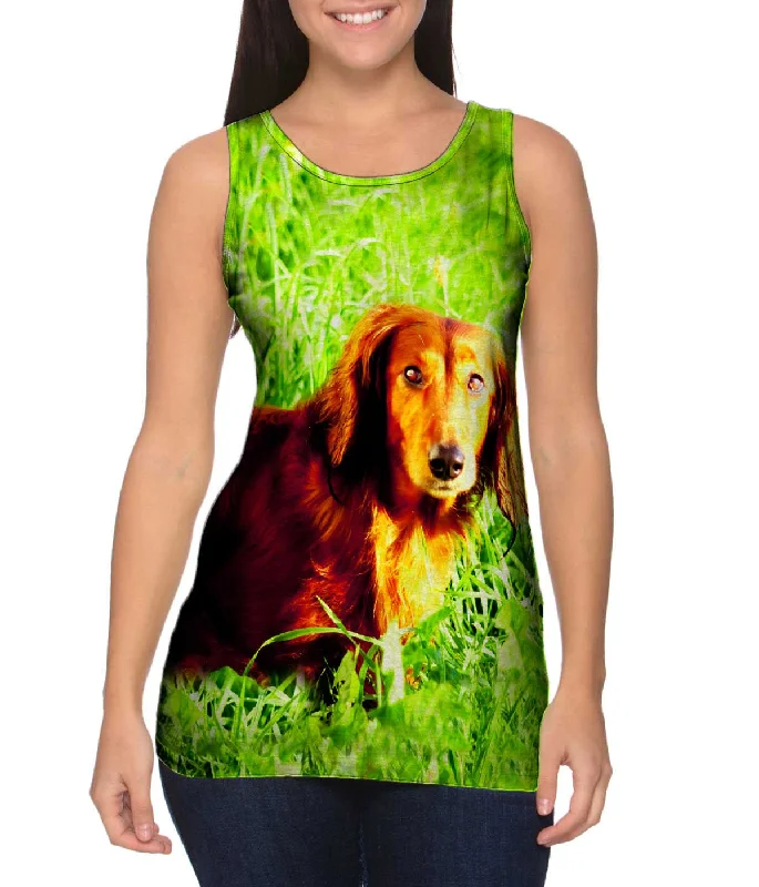 Sports Training Tank-Dachshund In Grass