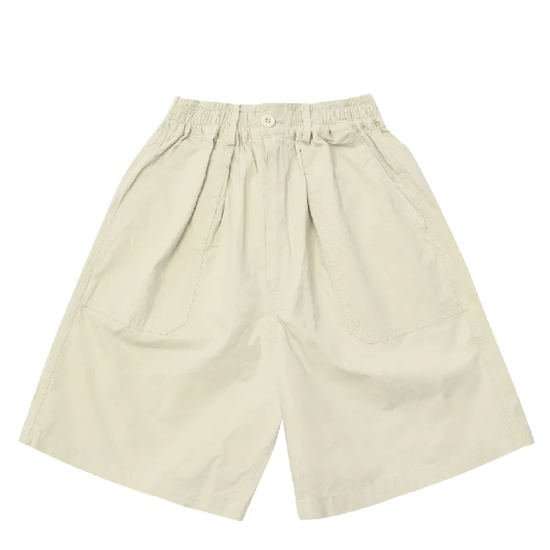 Stylish Capri Pants-Kappy One Tuck Wide Fatigue Half Pants Cream