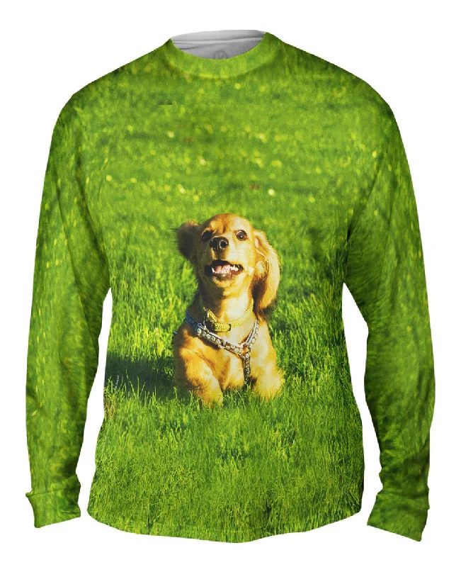 Cool Text Long Sleeve Shirt-Galloping Dachshund