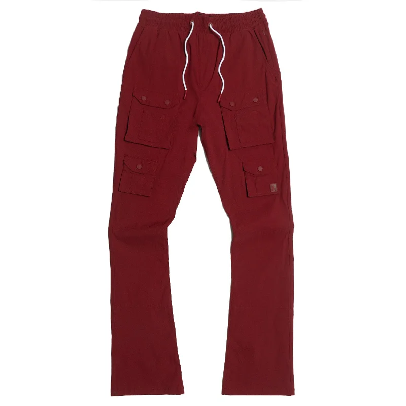 Fashionable Patterned Pants-M1633 Colton 34” Stack Nylon/Spandex  Sweat Pants - Burgundy