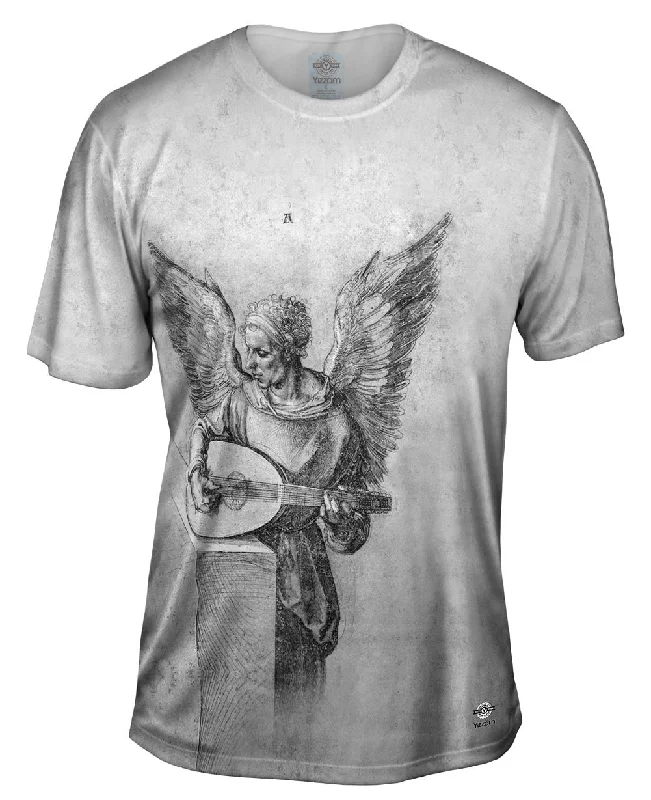 Trendy Fashion T-shirt-Albrecht Durer - "Winged Man In Idealistic Clothing Playing a Lute" (1497)