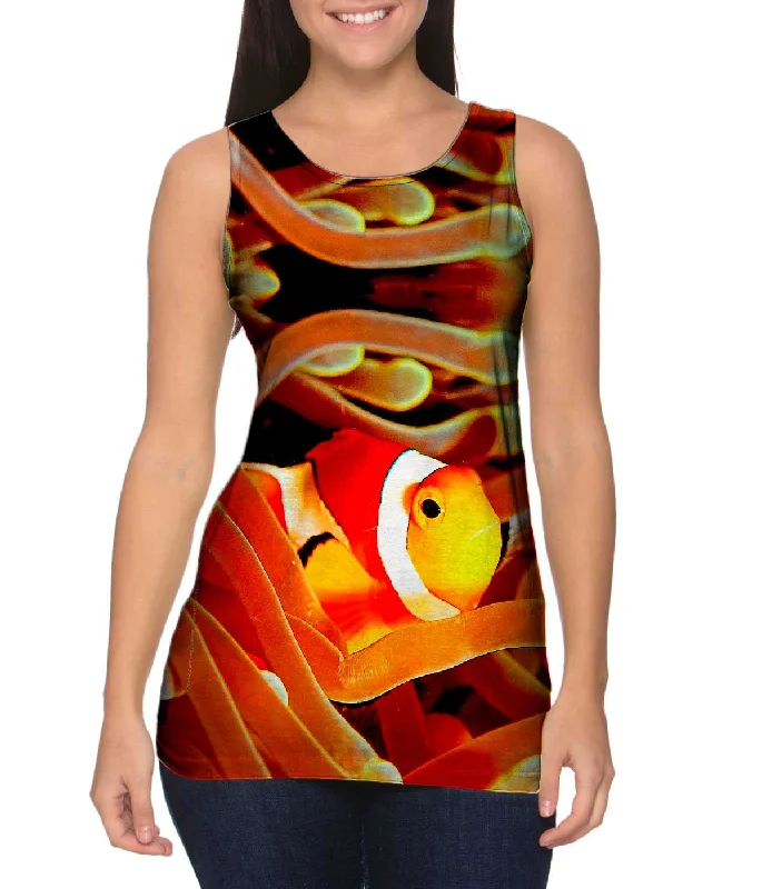 Bold Text Graphic Tank-Clown Fish Anemone Underwater