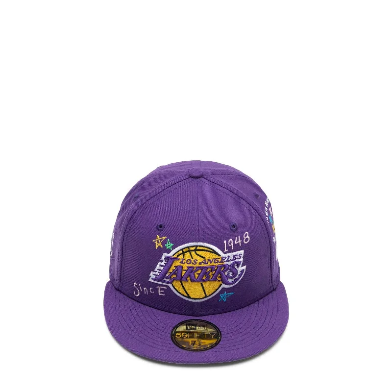 Classic Baseball Cap Hat-59FIFTY LOS ANGELES LAKERS SCRIBBLE FITTED CAP