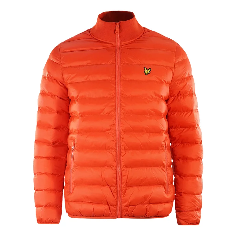 Warm Fur Lined Jacket-Lyle & Scott Packable Puffer Burnt Orange Jacket