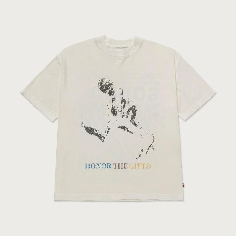 Cool Quote T-shirt-Live And Direct Tee - Cream