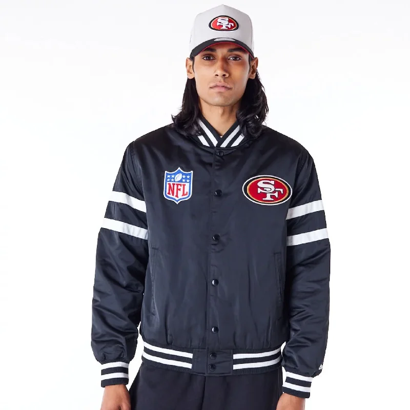 Warm Winter Jacket-San Francisco 49ers NFL Satin Black Bomber Jacket