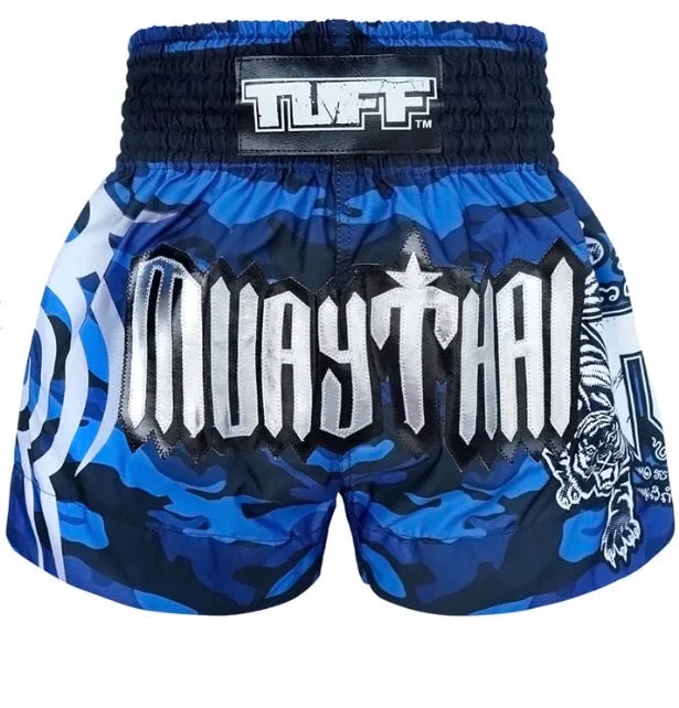 Loose Fit Shorts-Tuff Muay Thai Shorts TUF-MS640 BLU