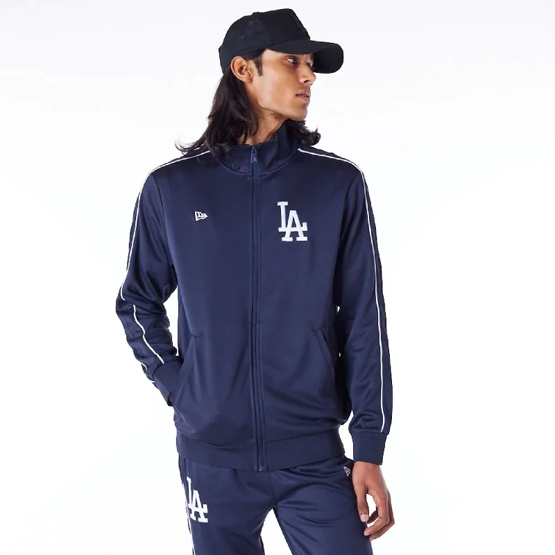 Casual Fleece Zip Jacket-LA Dodgers MLB Track Top Dark Blue Track Jacket