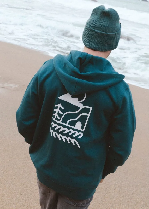 Graphic Art Hoodie-New Wave Teal Organic Zip Hoodie