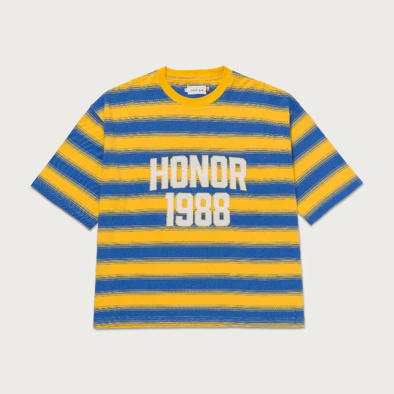 Custom Print T-shirt-1988 Box Stripe Tee - Yellow