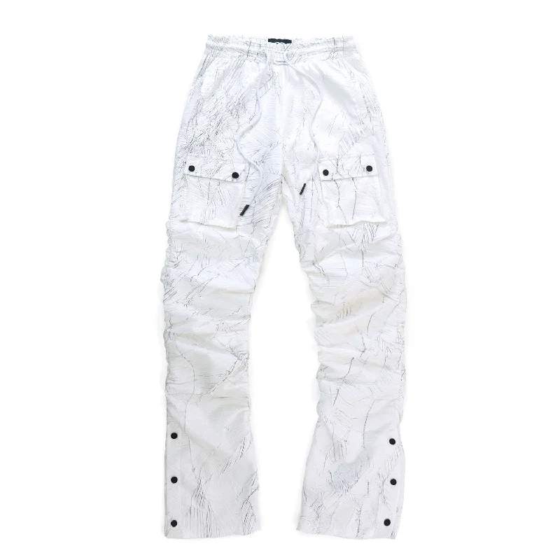 Trendy Cargo Pants-F6464 Monico Nylon Stacked Pants - White