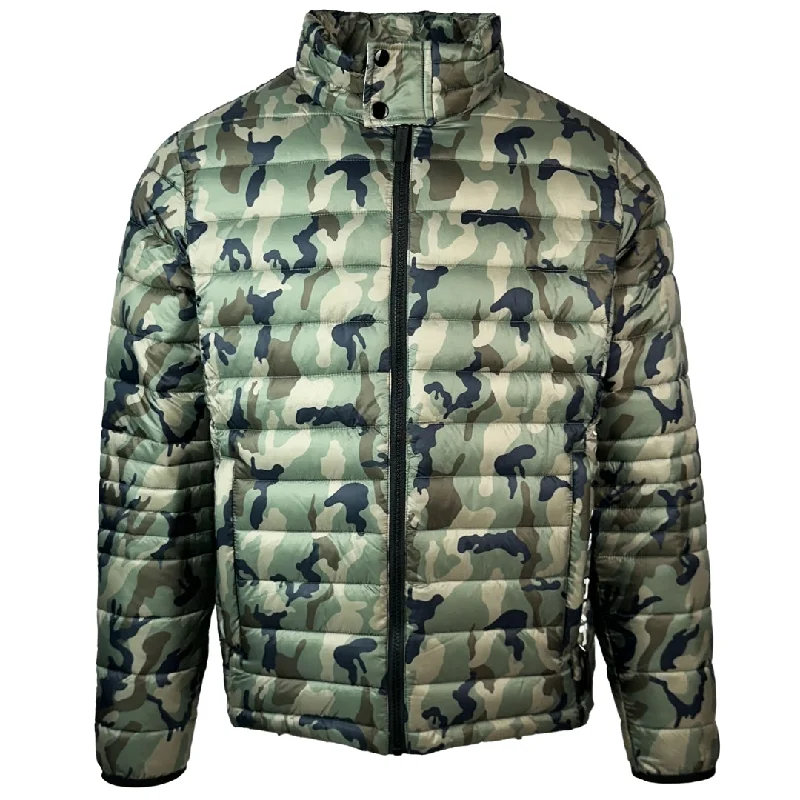 Trendy Sherpa Jacket-Plein Sport Plain Padded Camo Green Jacket