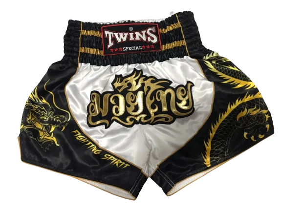 Trendy Urban Shorts-Twins Special Shorts TBS-Dragon 3 White Black