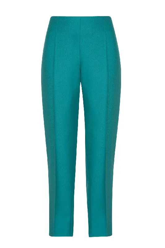 Comfortable Lounge Pants-Narrow Leg Trousers in Teal - Phoebe