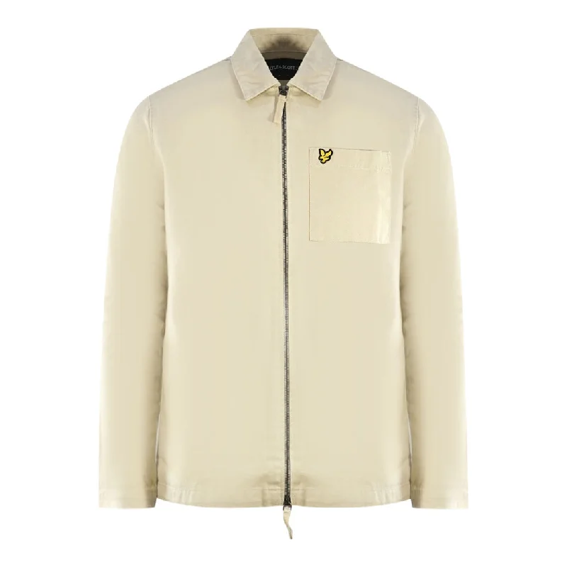 Warm Puffer Jacket-Lyle & Scott Twill Beige Overshirt Jacket