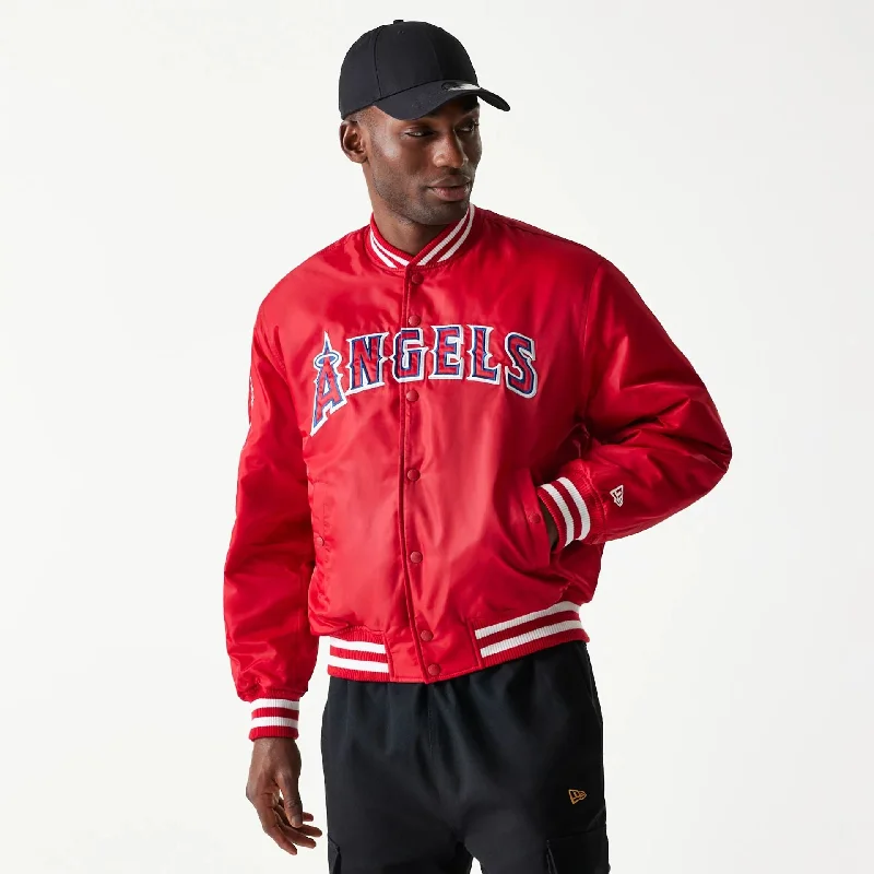 Casual Zipper Jacket-LA Angels MLB Stadium Red Jacket