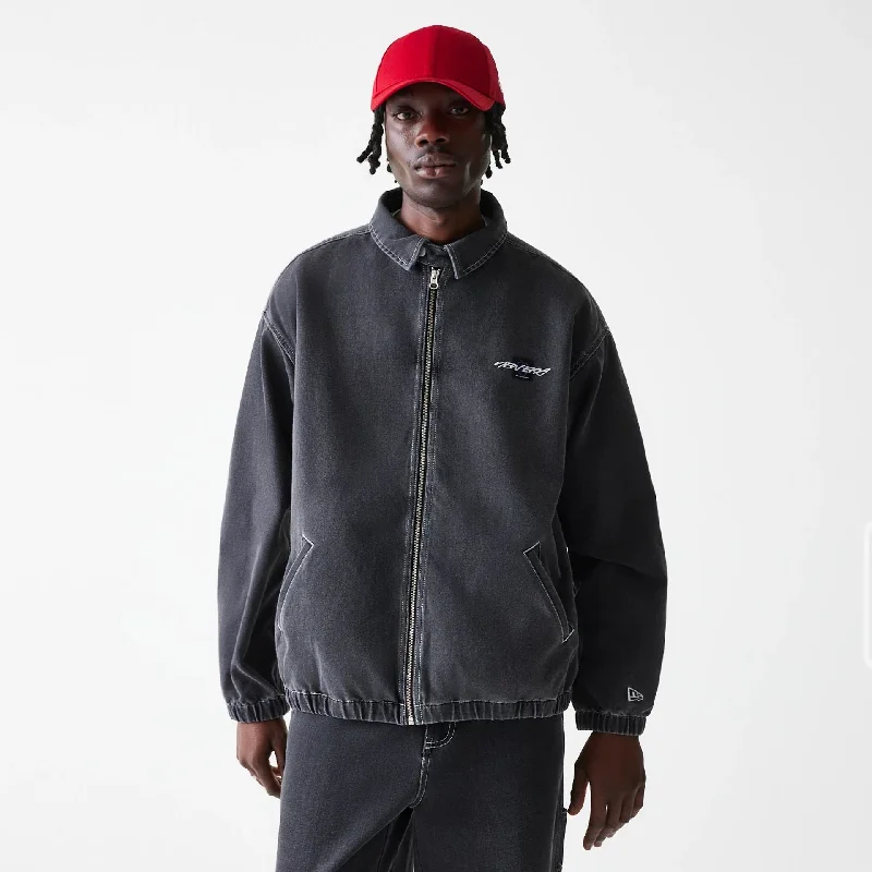 Sporty Windproof Jacket-Ode To NY Black Denim Jacket