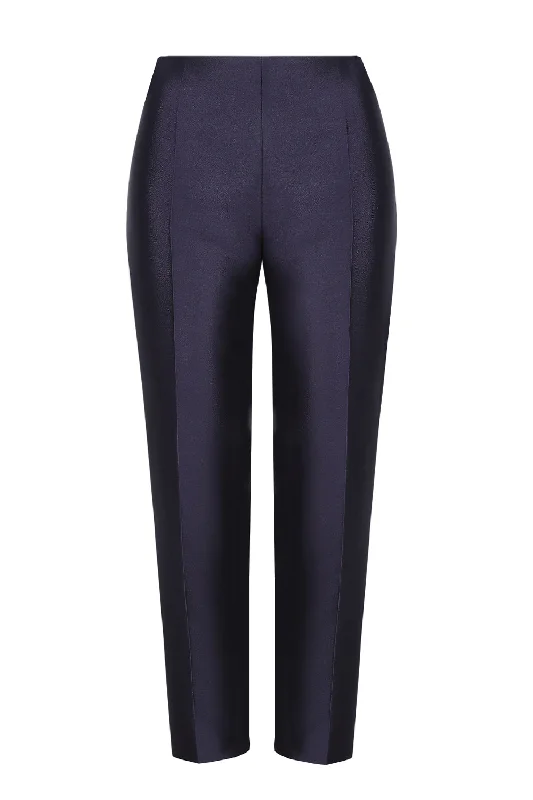 Classic Denim Pants-Navy Sateen Trousers - Phoebe