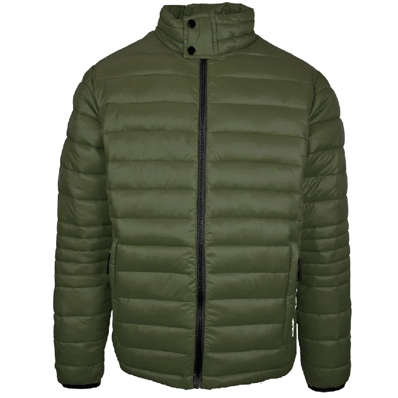 Stylish Bomber Jacket-Plein Sport Plain Padded Green Jacket