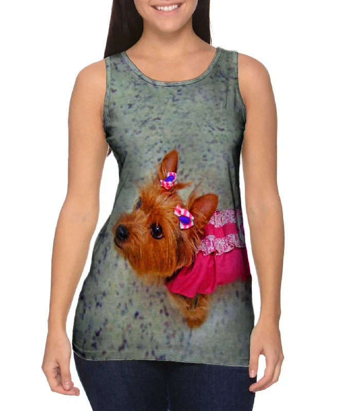 Sporty Design Tank Top-Cute As A Button Yorkie