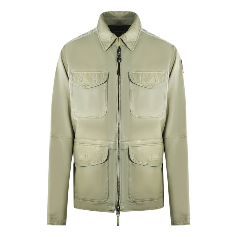 Trendy Hooded Jacket-Parajumpers Truman Leather London Fog Beige Leather Jacket