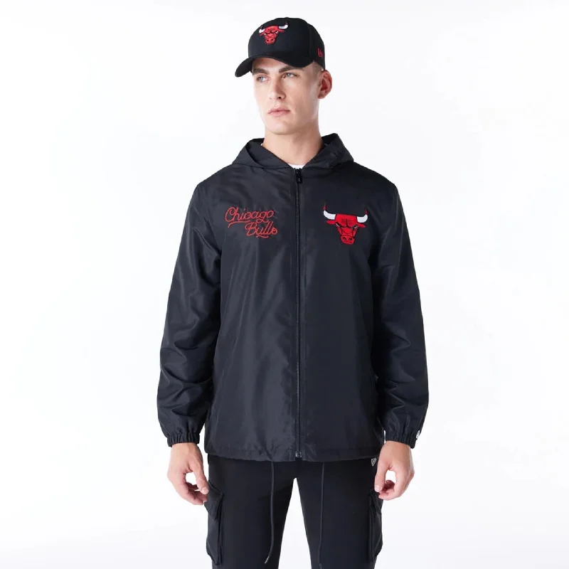 Winter Insulated Jacket-Chicago Bulls NBA Graphic Black Jacket