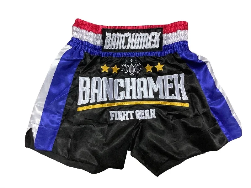 Athletic Training Shorts-Buakaw Shorts BFG4-3 BLACK BLUE