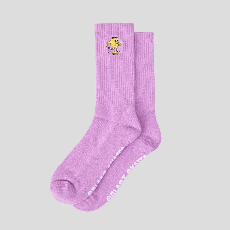 Stylish Sport Socks-LILAC EMBROIDERED MASCOT SOCK