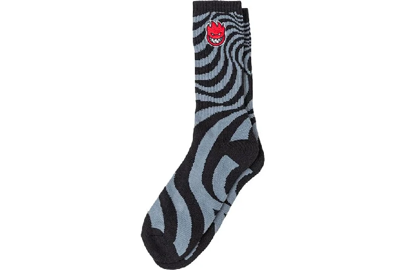 Custom Embroidered Socks-Spitfire Bighead Embroidered Swirl Sock Black Charcoal