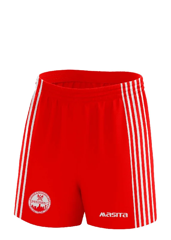 Jogger Style Shorts-Dallas Fionn Mac Cumhaills GAA Red Match Shorts Adult