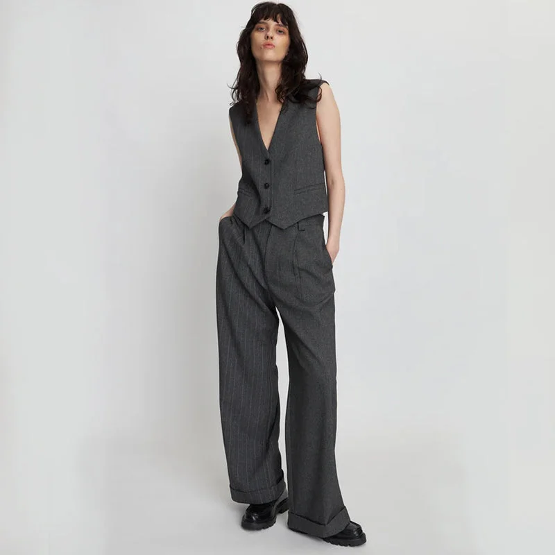 Vintage Logo Pants-Stella Nova Charcoal Tailored Trousers