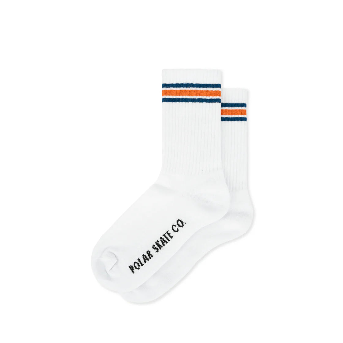 Sports Team Socks-Polar Skate Co. - Rib Socks | Stripe - White/Blue/Orange