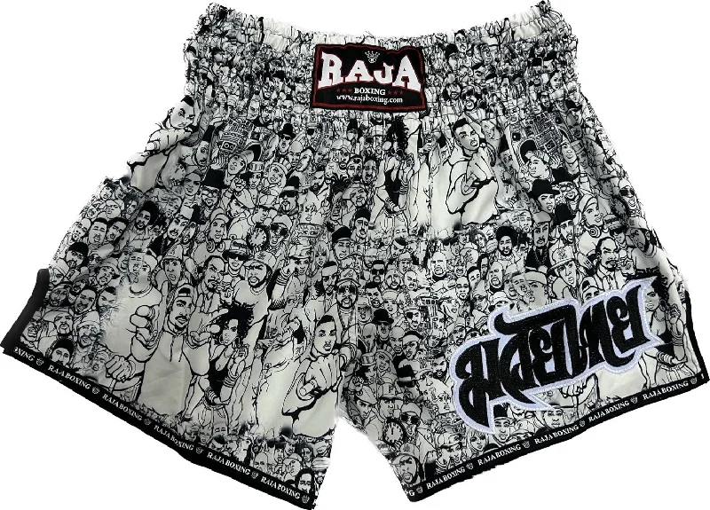 Slim Fit Denim Shorts-Raja Muay Thai Shorts Rapper 2 Grey