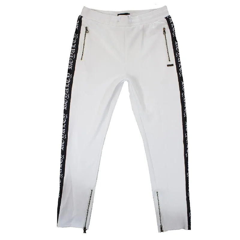 Casual Chinos Pants-M2799 Makobi Royalty Track Pants - White/Black