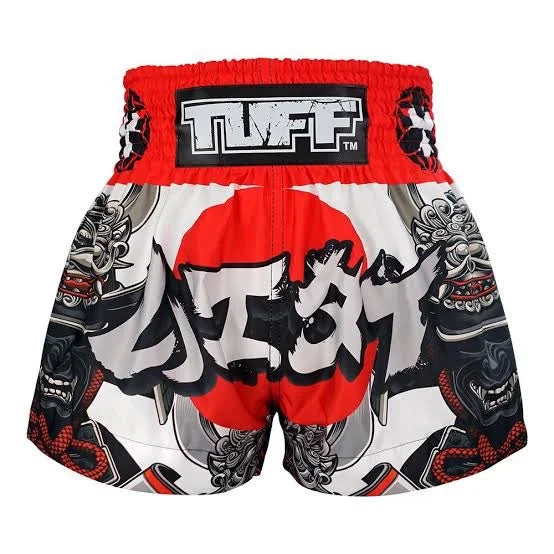 Classic Black Shorts-Tuff Muay Thai Shorts TUF-MS659-WHT