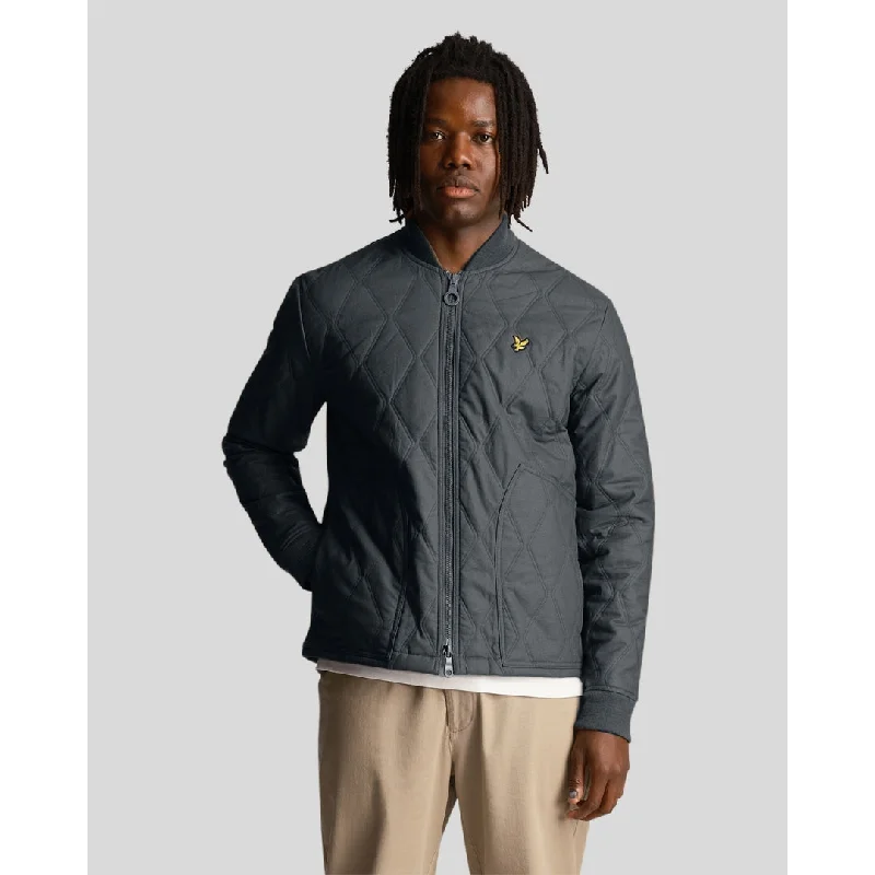 Light Down Jacket-Lyle & Scott Branded Navy Blue Short Lightweight Jacket