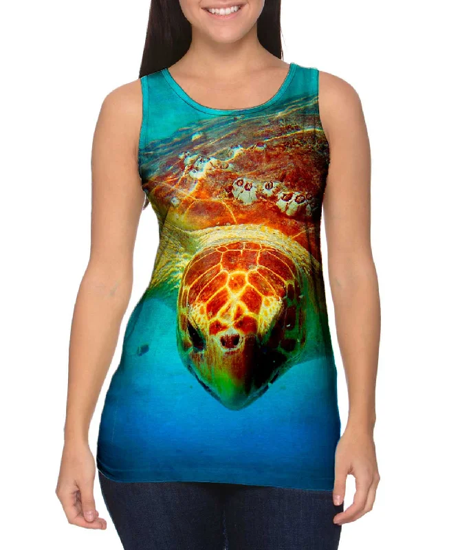 Casual Summer Tank Top-Deep Sea Turtle