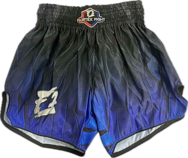 Soft Stretch Shorts-Fairtex Fight Muay Thai Shorts Dark Spirit Black Blue