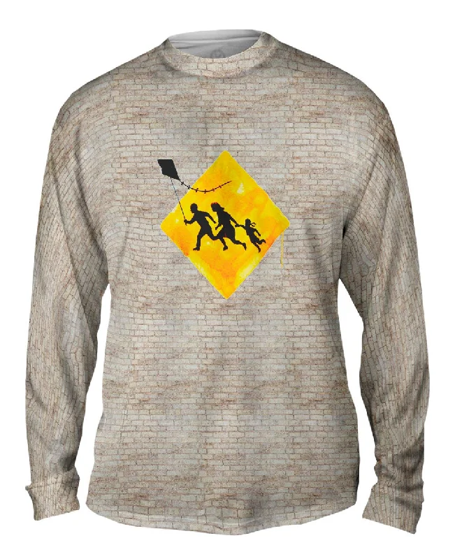 Cool Street Style Long Sleeve-Graffiti Banksy Family Kite Flying