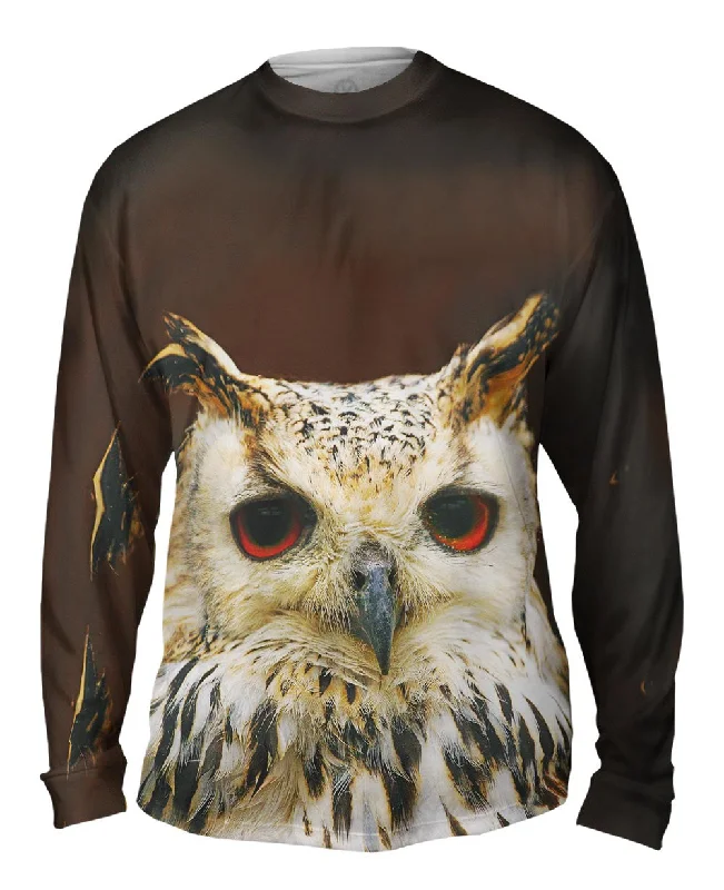 Soft Knit Long Sleeve Shirt-Grandiose White Eagle Owl