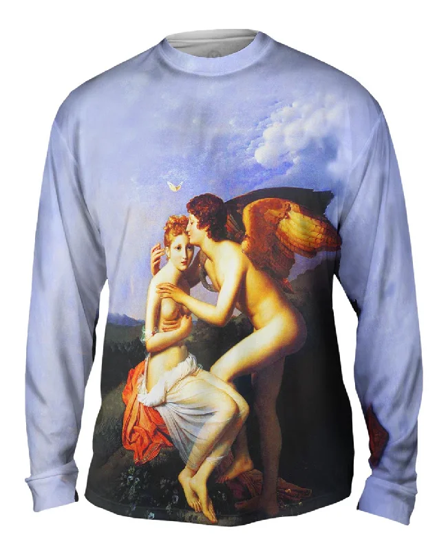 Bold Text Long Sleeve Shirt-Francois Gerard - "Psych Receiving Cupids First Kiss " (1798)